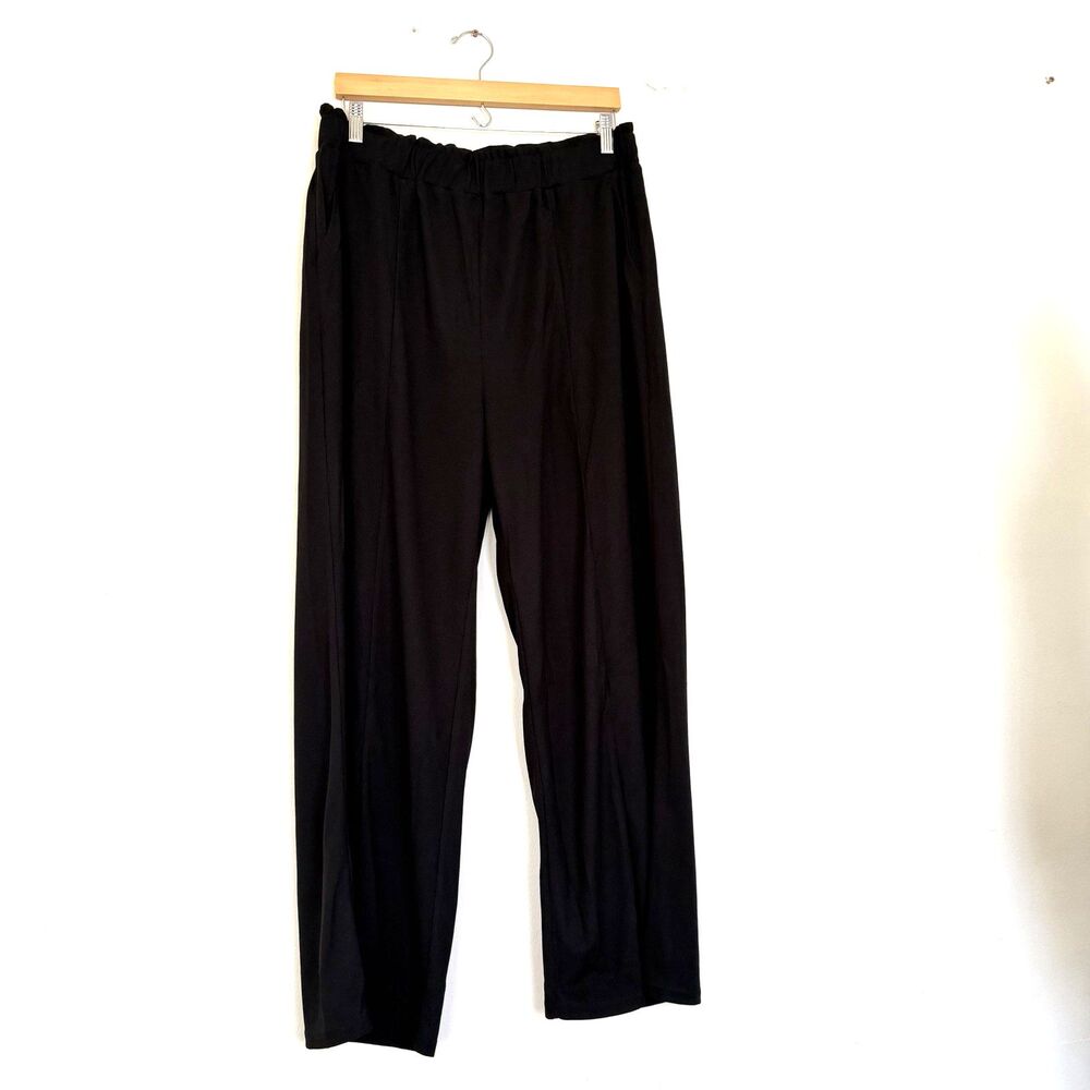 Anyally Wide Leg Cropped Pants Ribbed Waist Stretch Women’s Sz XL Palazzo NWT